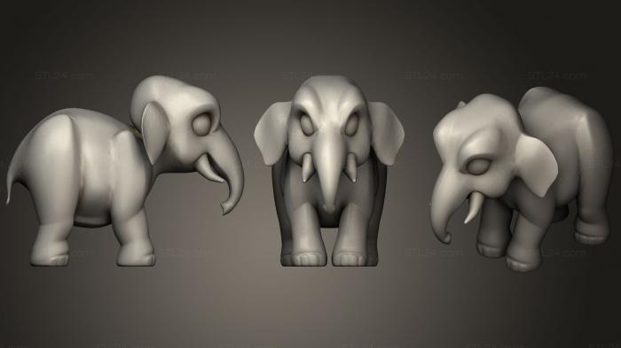 Статуэтки животных (Мультяшный Слон 2, STKJ_1674) 3D модель для ЧПУ станка